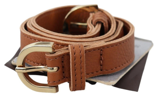 Scervino Street Elegant Brown Leather Double Buckle Belt