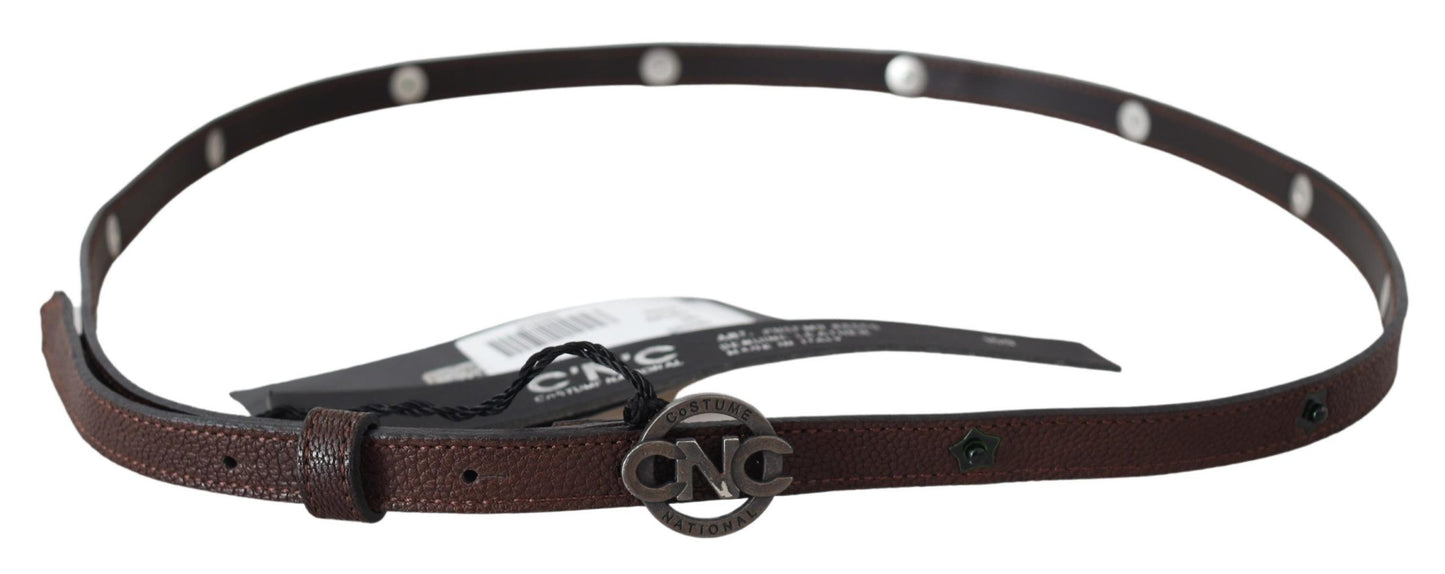 Costume National Elegant Brown Leather Belt with Rustic Hardware