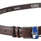 Costume National Elegant Brown Leather Classic Belt with Silver-Tone Buckle