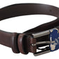 Costume National Elegant Brown Leather Classic Belt with Silver-Tone Buckle