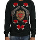 Dolce & Gabbana Green Crystal Heart Roses Gun Sweater