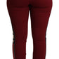 Dolce & Gabbana High-Waist Embroidered Red Skinny Trousers