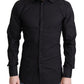 Dolce & Gabbana Elegant Black Gold Slim Fit Dress Shirt