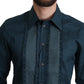 Dolce & Gabbana Elegant Blue Ruffled Tuxedo Shirt