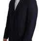 Dolce & Gabbana Dark Blue Wool Single Breasted Coat Jacket