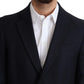 Dolce & Gabbana Dark Blue Wool Single Breasted Coat Jacket