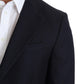 Dolce & Gabbana Dark Blue Wool Single Breasted Coat Jacket