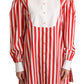 Dolce & Gabbana Elegant Red and White Stripe Cotton Polo Top