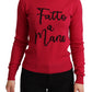 Dolce & Gabbana Pink Embroidered Cashmere Wool Pullover Sweater