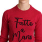 Dolce & Gabbana Pink Embroidered Cashmere Wool Pullover Sweater