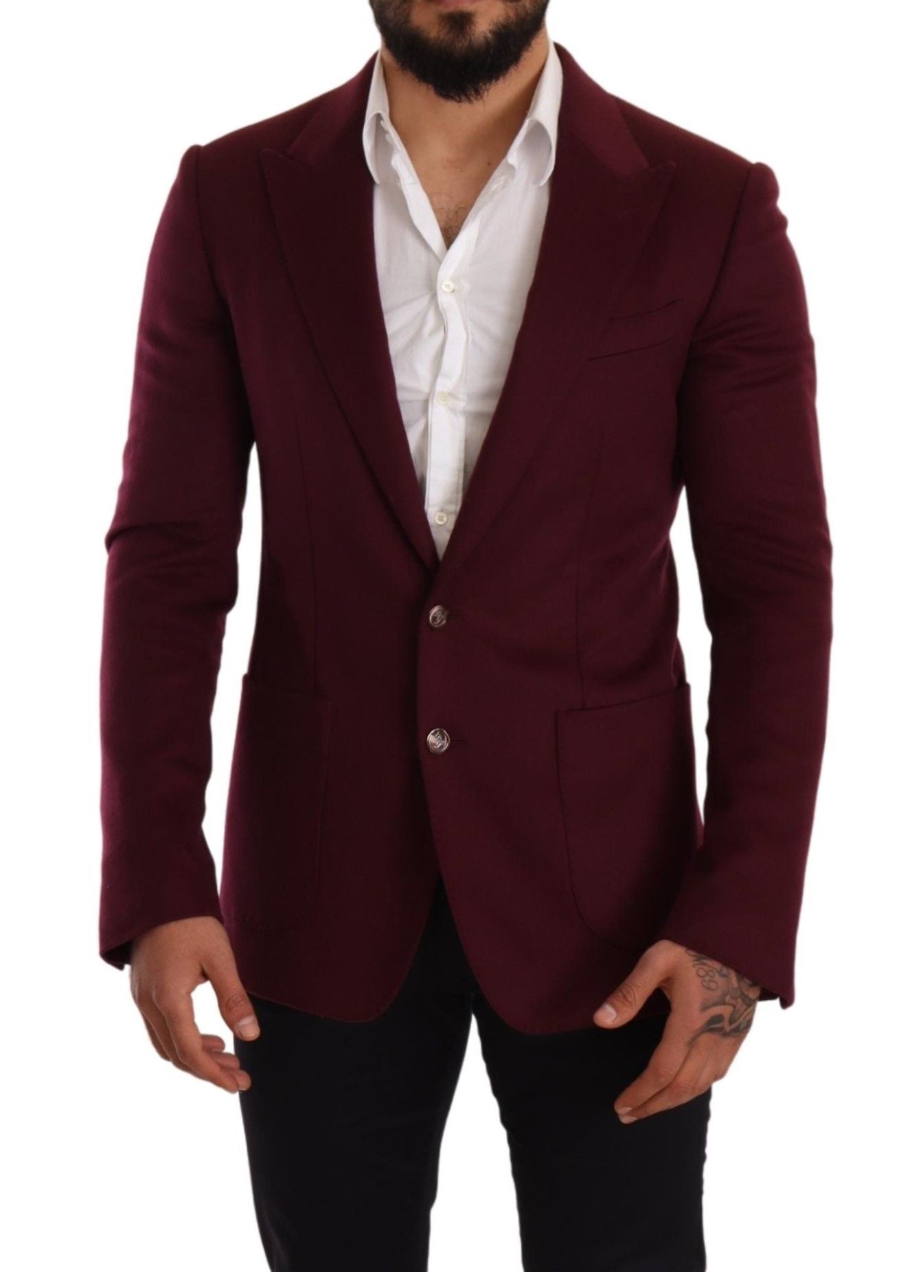 Dolce & Gabbana Elegant Maroon Bordeaux Cashmere Blazer