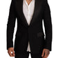 Dolce & Gabbana Black Wool Slim Fit Coat Blazer Jacket