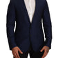 Dolce & Gabbana Navy Blue Virgin Wool Martini Blazer