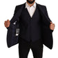 Dolce & Gabbana Elegant Dark Blue Wool Blend Martini Suit