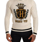 Dolce & Gabbana White Heraldic Cashmere Pullover Sweater