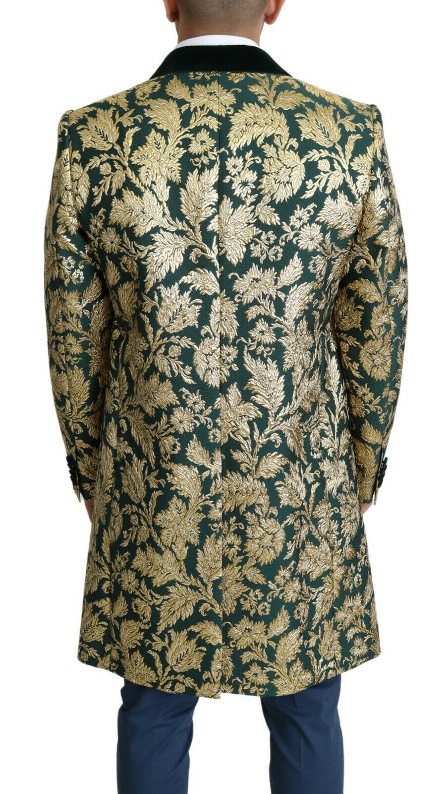 Dolce & Gabbana Elegant Gold Green Jacquard Sicilia Jacket