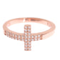 Nialaya Elegant Pink Crystal Encrusted Silver Ring