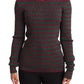 Dolce & Gabbana Elegant Maroon and Green Striped Crewneck Sweater