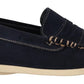 Pollini Chic Suede Blue Moccasins for Men