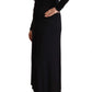 PINKO Elegant Black Nylon Stretch Maxi Dress