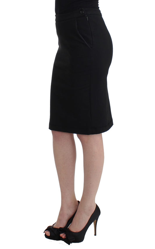GF Ferre Chic Black Pencil Skirt Knee Length with Side Zip