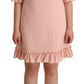 Dolce & Gabbana Ruffled Sleeve Sheath Dress in Pink