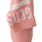 GCDS Chic Pink Suede Ankle Boots with Logo Socks