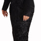 Masha Ma Black Studs Embellished Long Sleeves Sheath Midi Dress