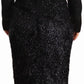 Masha Ma Black Studs Embellished Long Sleeves Sheath Midi Dress
