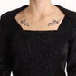 Masha Ma Black Studs Embellished Long Sleeves Sheath Midi Dress