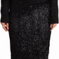 Masha Ma Black Studs Embellished Long Sleeves Sheath Midi Dress