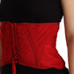 Dolce & Gabbana Red Corset Belt Stretch Waist Strap Silk Top