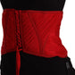 Dolce & Gabbana Red Corset Belt Stretch Waist Strap Silk Top