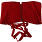 Dolce & Gabbana Red Corset Belt Stretch Waist Strap Silk Top