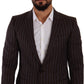 Dolce & Gabbana Elegant Maroon Striped Slim Fit Suit