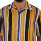 Dolce & Gabbana Yellow Striped Silk-Blend Men's Shirt