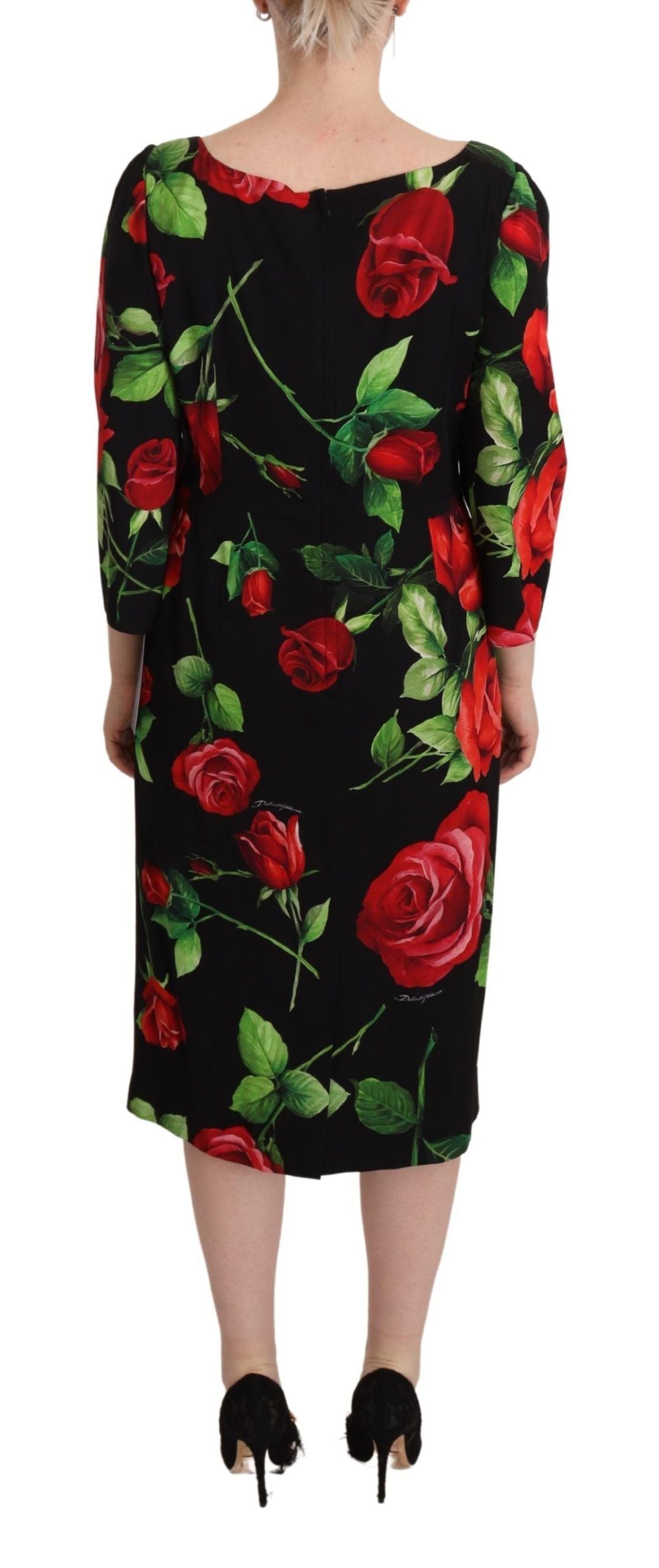 Dolce & Gabbana Elegant Floral Print Silk Sheath Dress