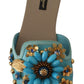 Dolce & Gabbana Blue Crystal Exotic Leather Blue Crystal Sandals