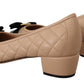 Salvatore Ferragamo Elegant Quilted Leather Pumps in Beige and Black