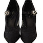 Dolce & Gabbana Black Lace Crystals Heels Mary Jane Pumps Shoes