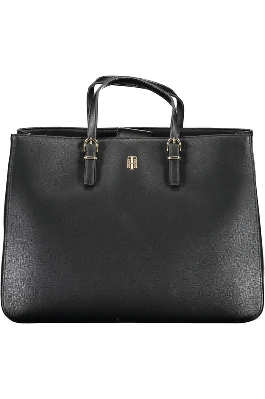 Tommy Hilfiger Elegant Black Contrast Detail Handbag