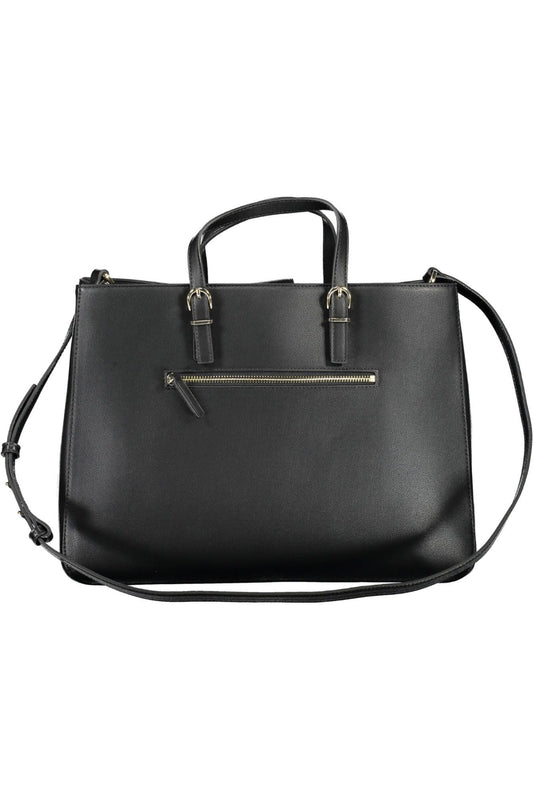 Tommy Hilfiger Elegant Black Contrast Detail Handbag