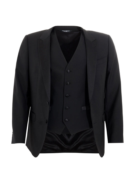 Dolce & Gabbana Elegant Black Three-Piece Wool Suit