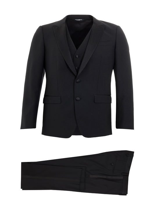 Dolce & Gabbana Elegant Black Three-Piece Wool Suit