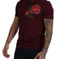 Dolce & Gabbana Bordeaux Roses Cotton Crewneck T-shirt