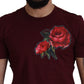 Dolce & Gabbana Bordeaux Roses Cotton Crewneck T-shirt