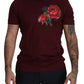 Dolce & Gabbana Bordeaux Roses Cotton Crewneck T-shirt