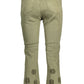 Desigual Embroidered Contrast Stitch Green Jeans