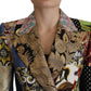 Dolce & Gabbana Multicolor Double-Breasted Patchwork Jacquard Blazer Jacket