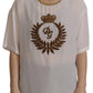 Dolce & Gabbana Elegant Silk Blouse with Gold Crown Embroidery